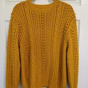 Pumpkin Orange Colored PomPom Cable Heavy Sweater size Large
